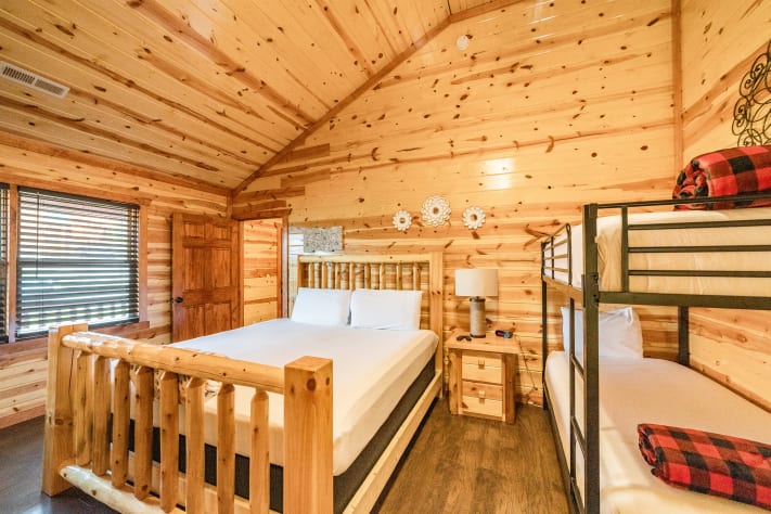 Bedroom 3: King bed with twin bunks and full bath and TV Pigeon Forge, Tennessee Cabin Rental - Gallery Image #24