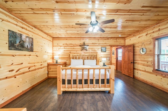 Bedroom 2: King bed with full bathroom and TV Pigeon Forge, Tennessee Cabin Rental - Gallery Image #20