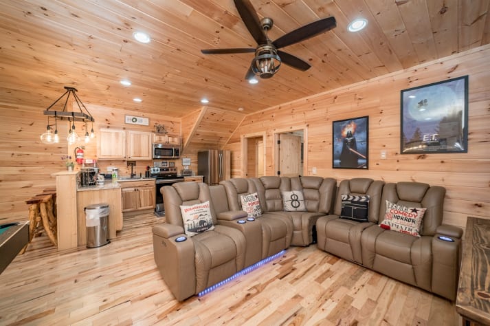 Living area in basement Pigeon Forge, Tennessee Cabin Rental - Gallery Image #29