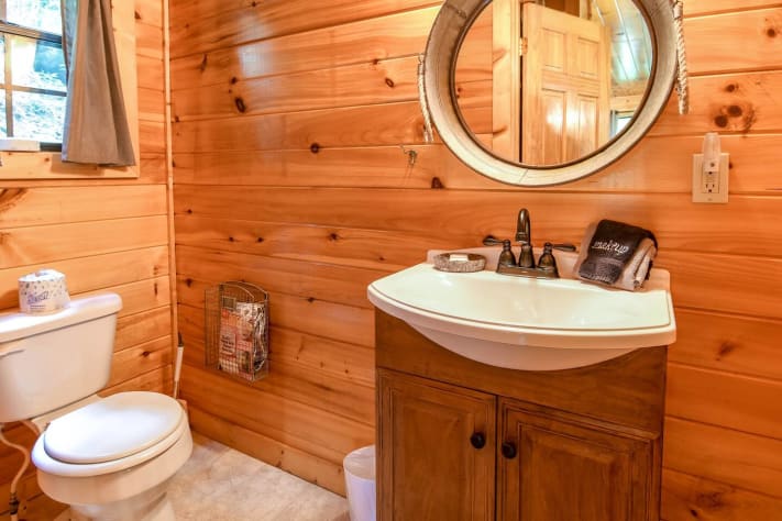 Permanent Vacation - Powder Room - Smoky Mountain Honeymoon CabinPowder Room - Smoky… Sevierville, Tennessee Cabin Rental - Gallery Image #16