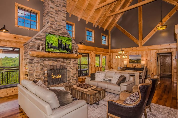 Main living area Pigeon Forge, Tennessee Cabin Rental - Gallery Image #9