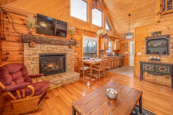 Over the Mountain - Living Area w/Gas Fireplace Pigeon Forge, Tennessee Cabin Rental - Gallery Image #14