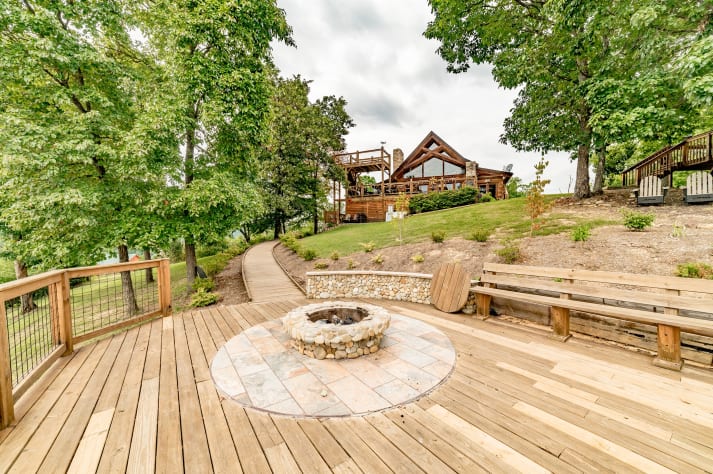 View of the cabin from the front yard.  Pigeon Forge, Tennessee Cabin Rental - Gallery Image #16