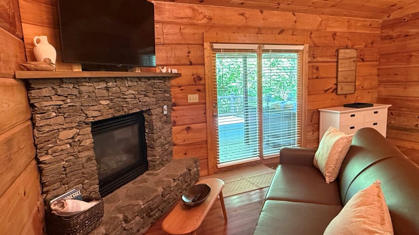 This cozy, gas fireplace is usable year-round... Townsend, Tennessee Cabin Rental - Gallery Image #13