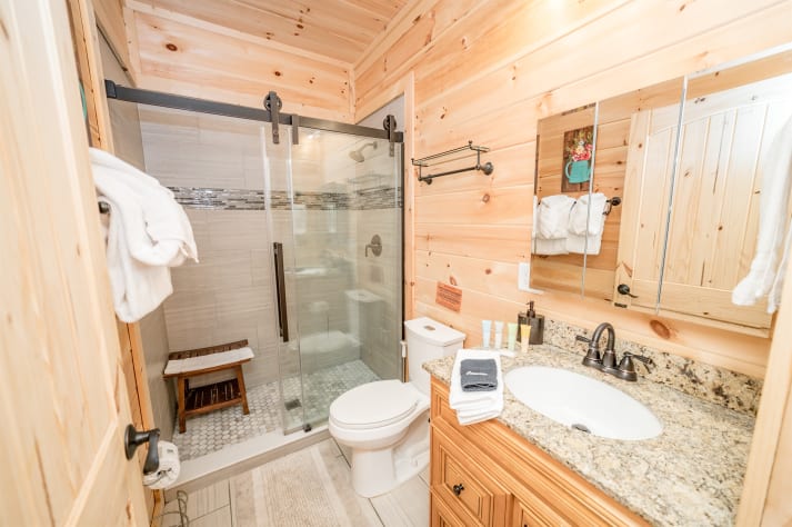 Bathroom located in basement Pigeon Forge, Tennessee Cabin Rental - Gallery Image #30