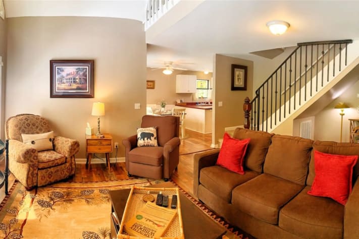 Living Room flows into Dining Room and Kitchen Sevierville, Tennessee Cabin Rental - Gallery Image #6