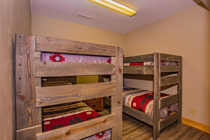 Bunk room in the game room area. Pigeon Forge, Tennessee Cabin Rental - Gallery Image #15