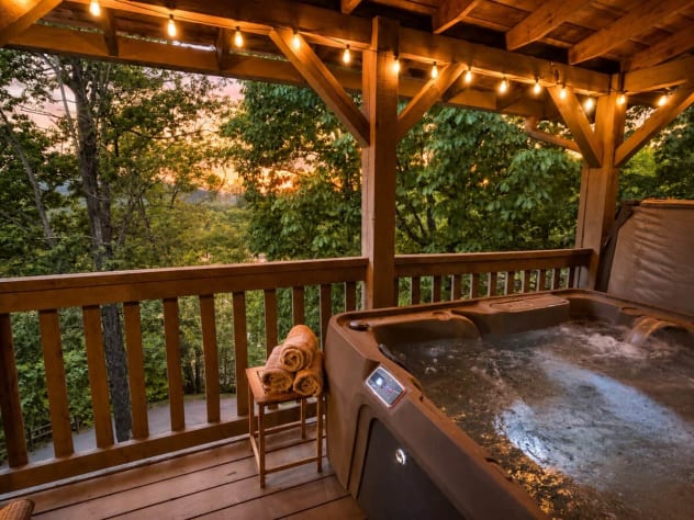 Large hot tub with some amazing sunset views! Gatlinburg, Tennessee Cabin Rental - Gallery Image #1