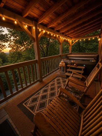 Grab a rocking chair on the upper deck and catch a sunset! Gatlinburg, Tennessee Cabin Rental - Gallery Image #5
