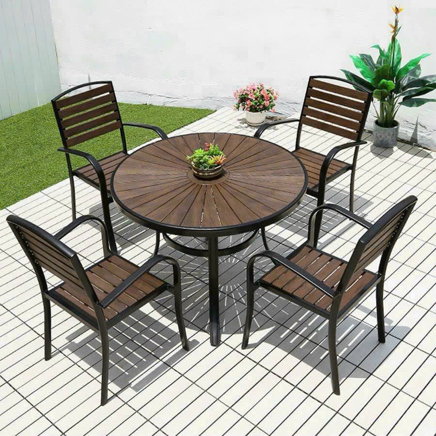 Bàn ghế gỗ nhựa ngoài trời tinh tế - ảnh 1