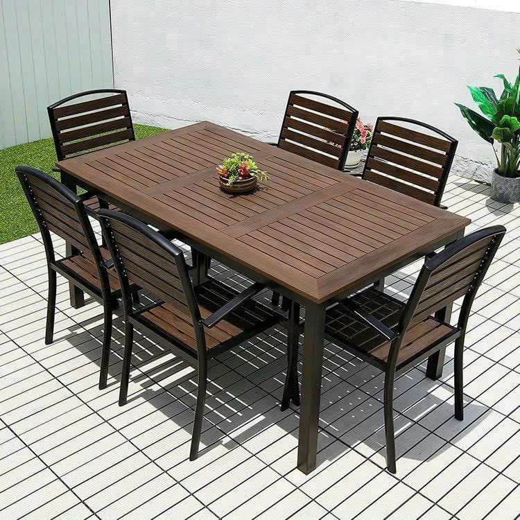Bàn ghế gỗ nhựa ngoài trời hiện đại - ảnh 1