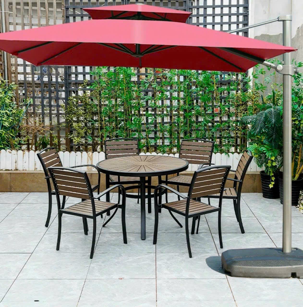 Bàn ghế gỗ nhựa ngoài trời tinh tế - ảnh 1