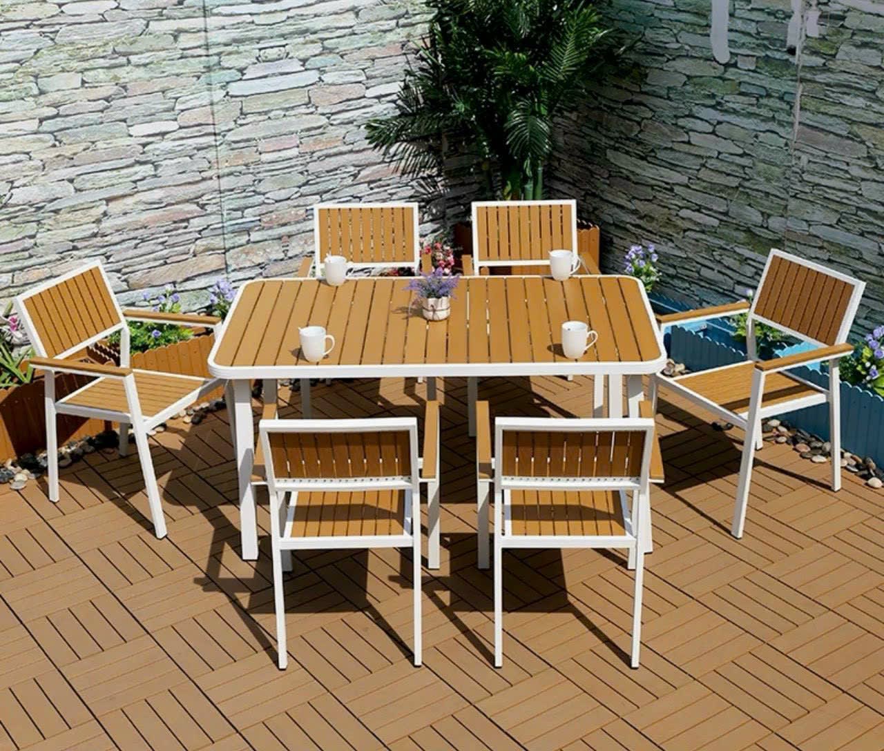 Bàn ghế gỗ nhựa ngoài trời êm ái - ảnh 4