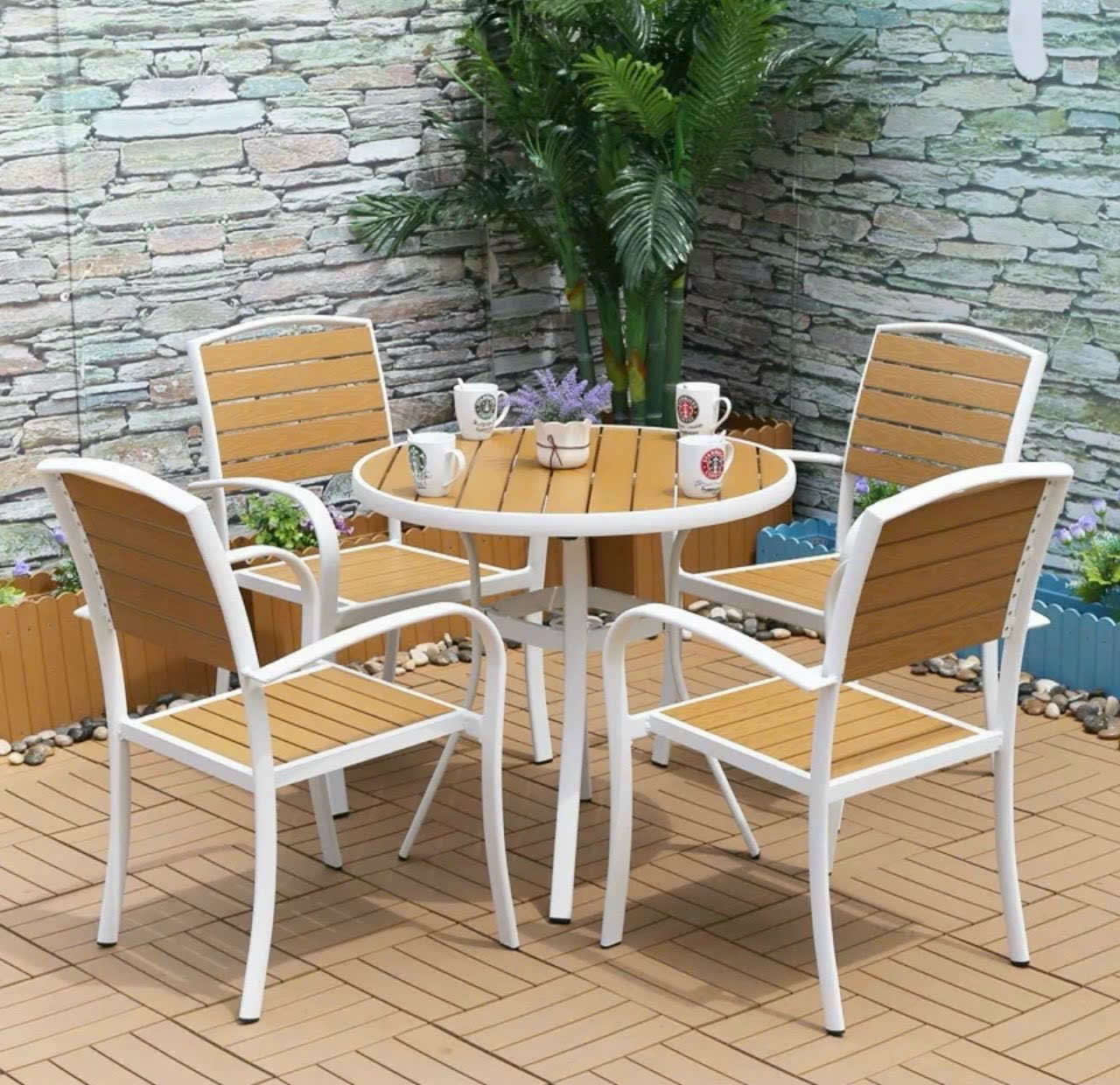 Bàn ghế gỗ nhựa ngoài trời êm ái - ảnh 5