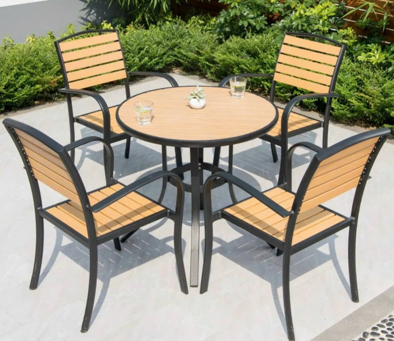 Bàn ghế gỗ nhựa ngoài trời cao cấp - ảnh 2