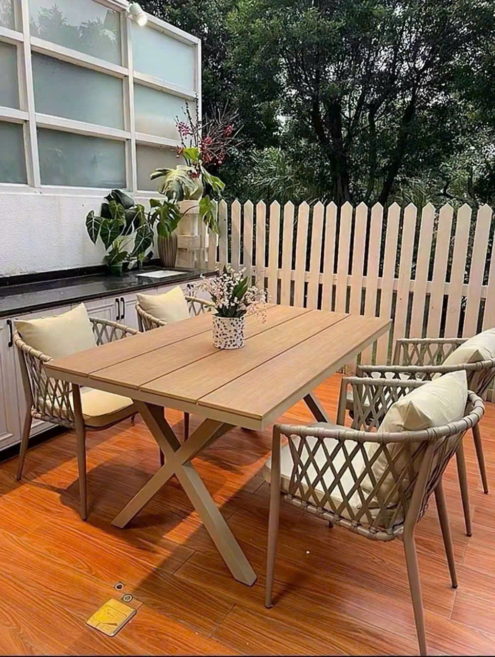 Bàn ghế gỗ nhựa ngoài trời cao cấp - ảnh 8