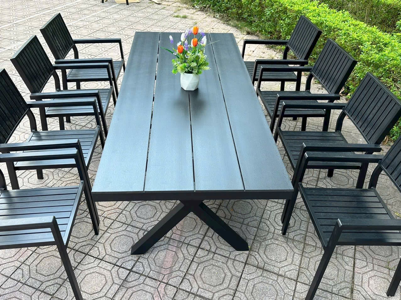 Bàn ghế gỗ nhựa ngoài trời tinh tế - ảnh 3
