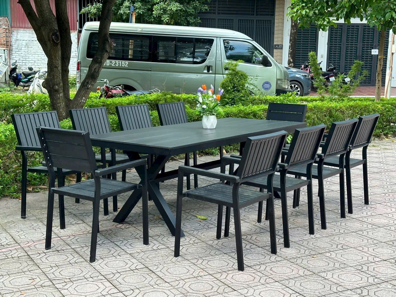 Bàn ghế gỗ nhựa ngoài trời tinh tế - ảnh 4