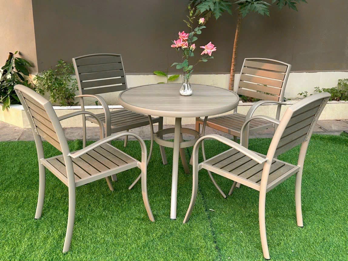 Bàn ghế gỗ nhựa ngoài trời phong cách - ảnh 2