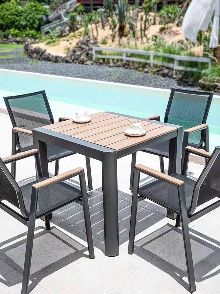 Bàn ghế gỗ nhựa ngoài trời cao cấp - ảnh 4