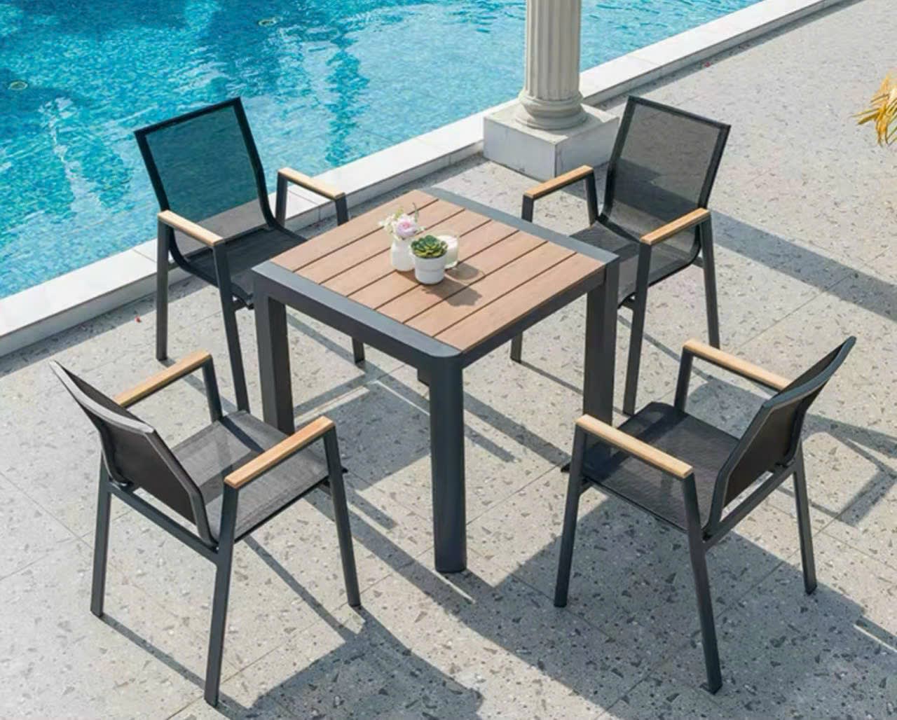 Bàn ghế gỗ nhựa ngoài trời cao cấp - ảnh 11