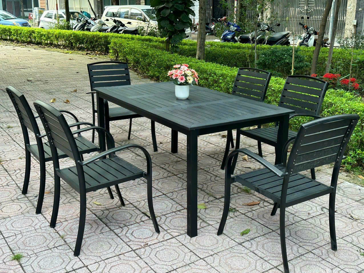 Bàn ghế gỗ nhựa ngoài trời êm ái - ảnh 8