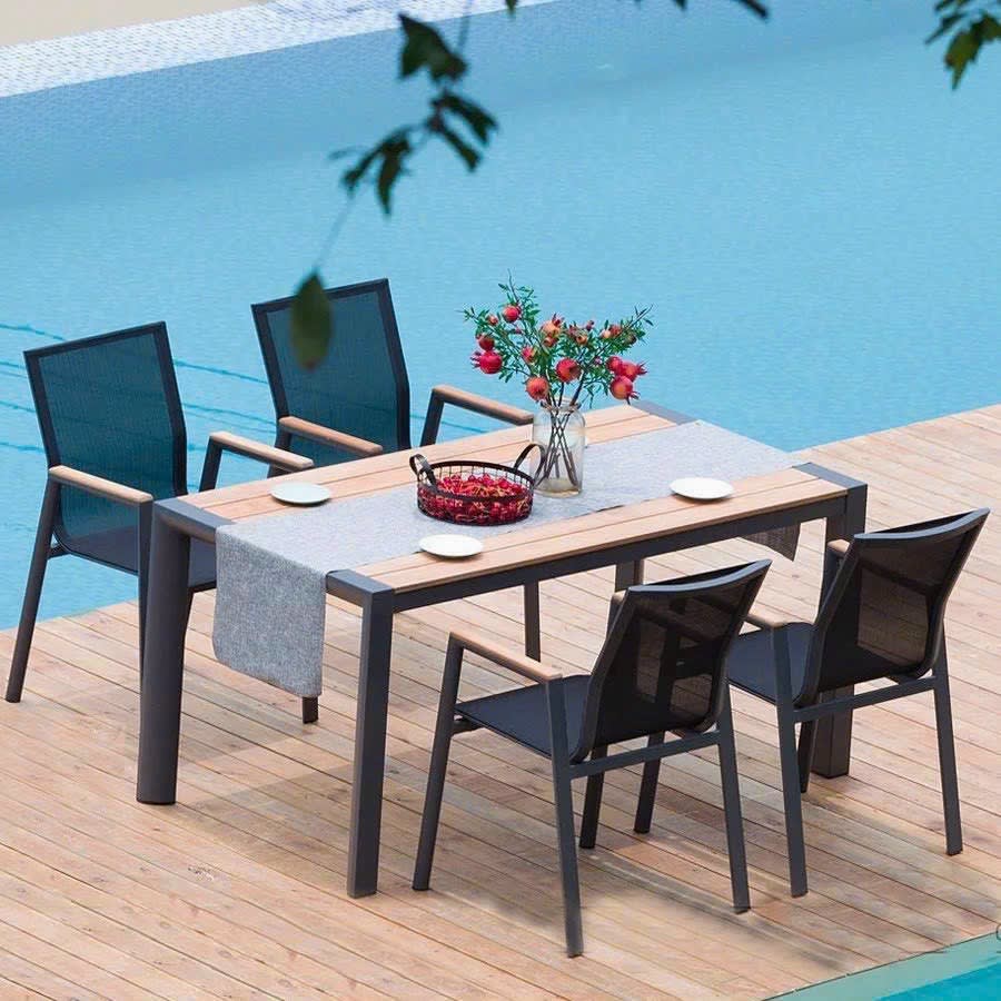 Bàn ghế gỗ nhựa ngoài trời thanh lịch - ảnh 1
