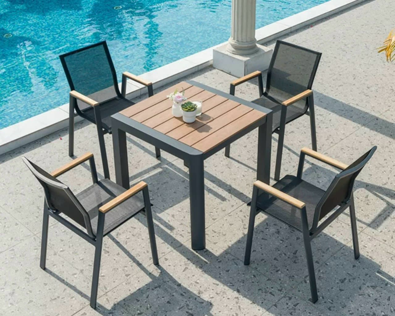 Bàn ghế gỗ nhựa ngoài trời thanh lịch - ảnh 10
