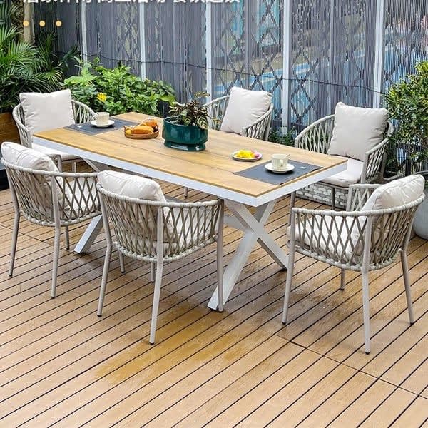 Bàn ghế gỗ nhựa ngoài trời sang trọng - ảnh 1