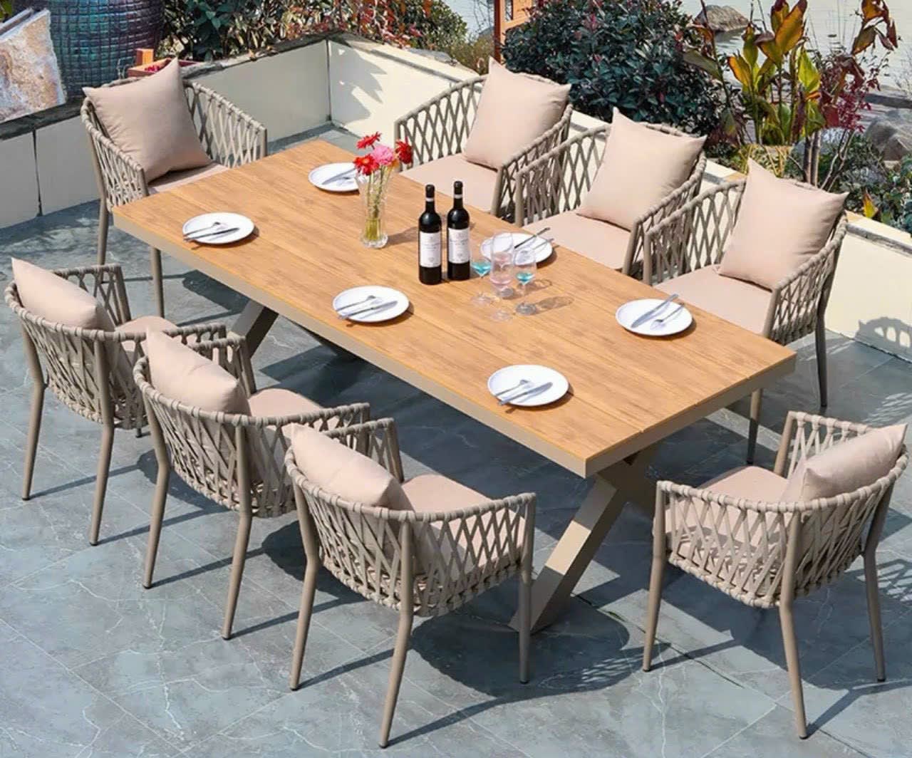 Bàn ghế gỗ nhựa ngoài trời sang trọng - ảnh 8