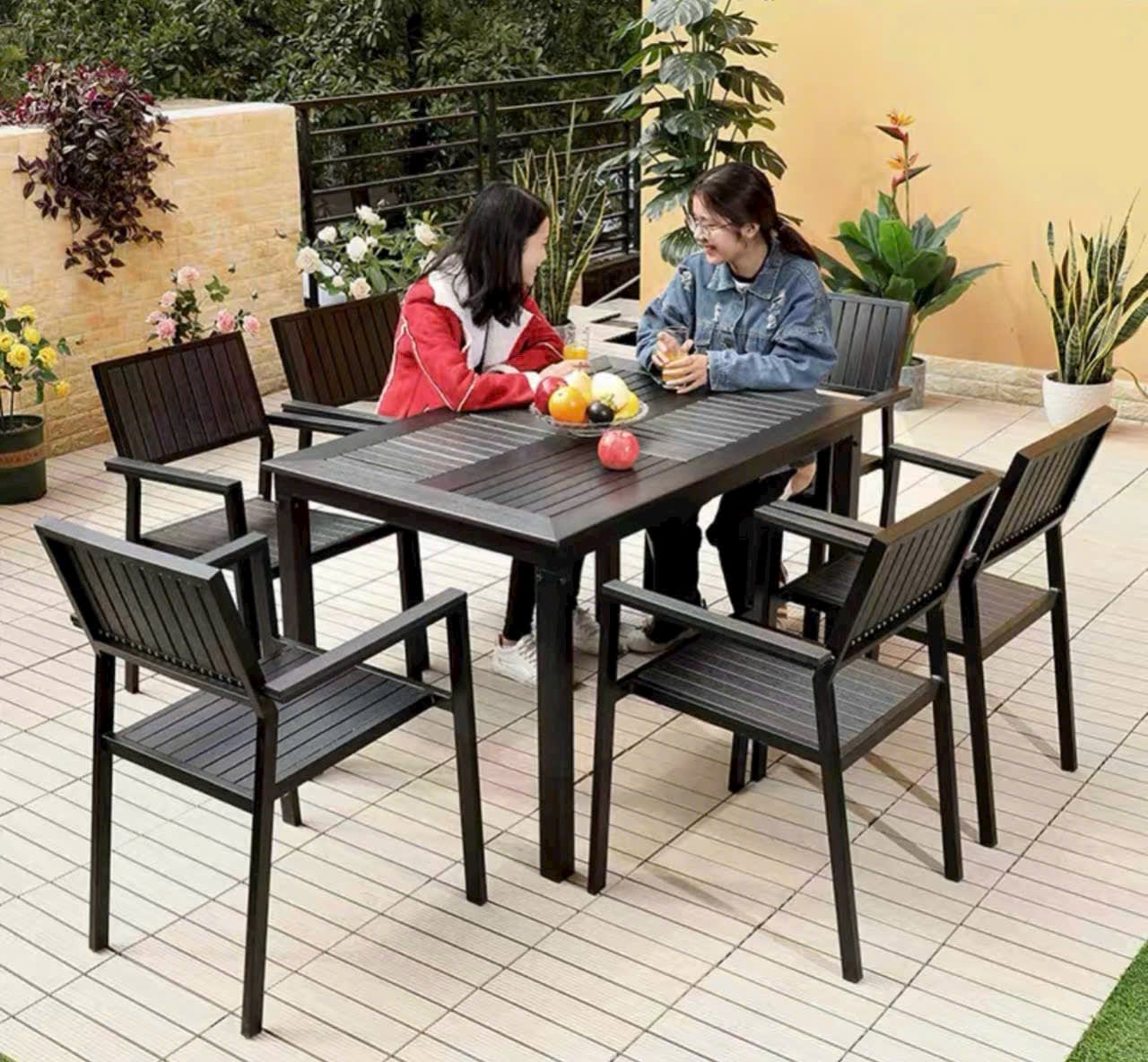 Bàn ghế gỗ nhựa ngoài trời hiện đại - ảnh 6
