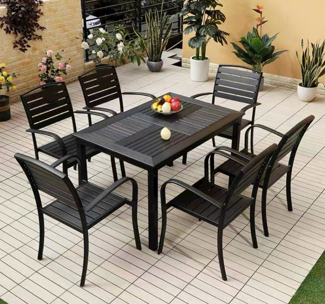 Bàn ghế gỗ nhựa ngoài trời phong cách - ảnh 2