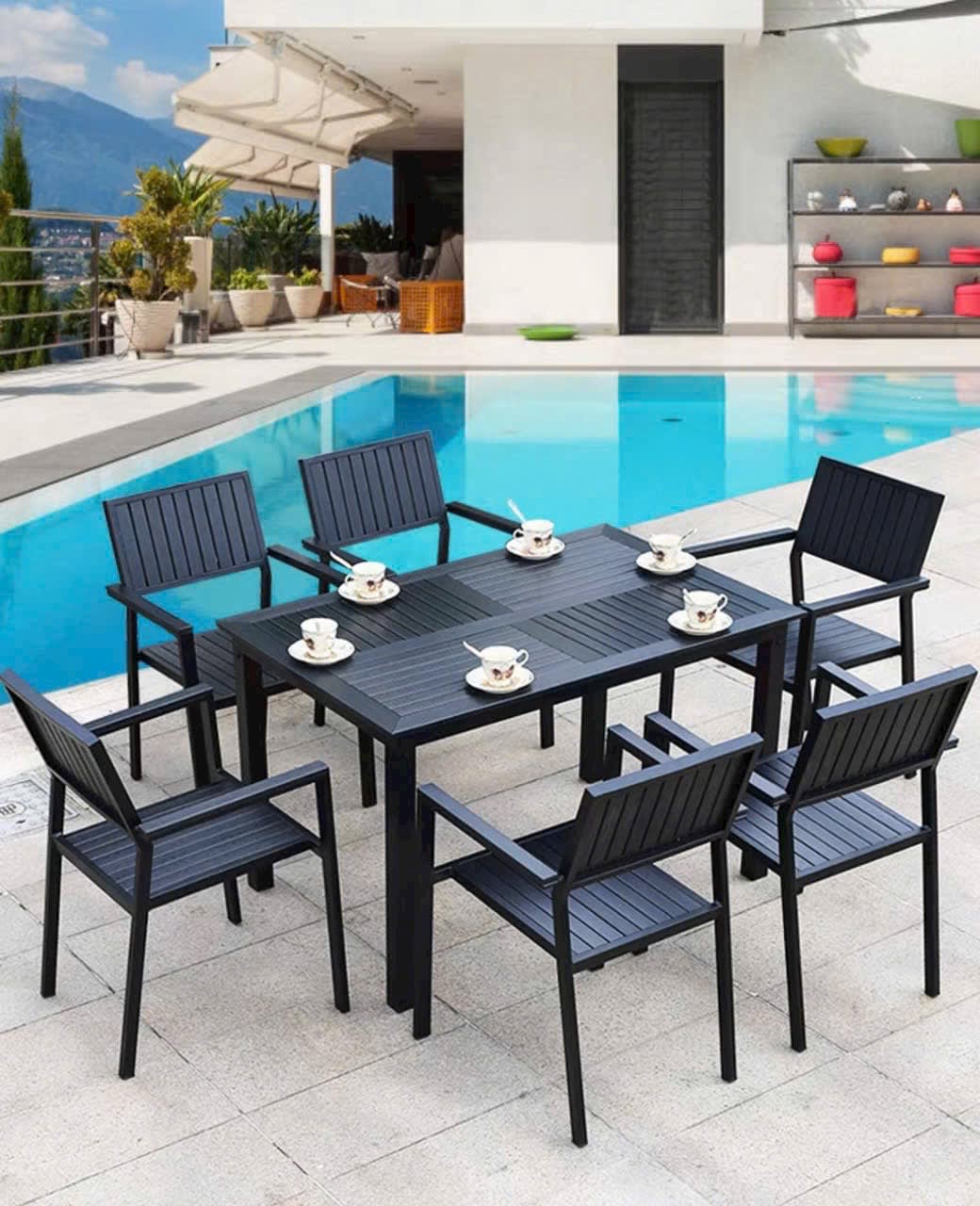 Bàn ghế gỗ nhựa ngoài trời phong cách - ảnh 4