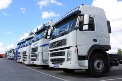 Row of freight trucks