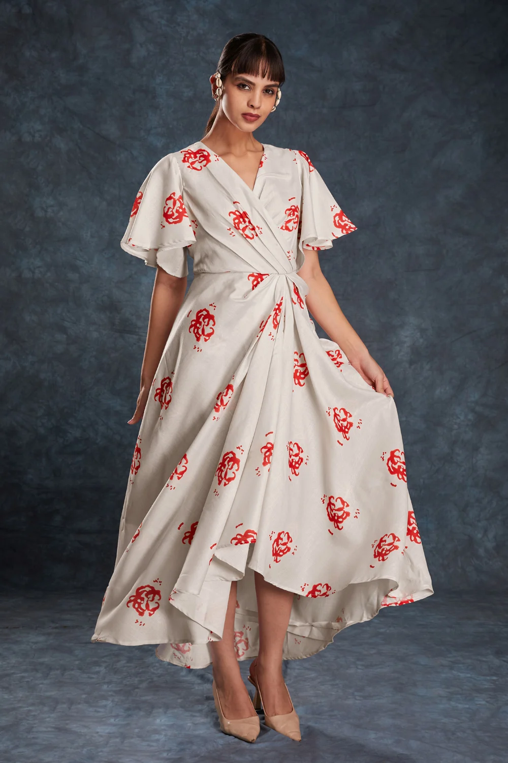 Cream Linen Partywear Co-ord Set with Digital Print