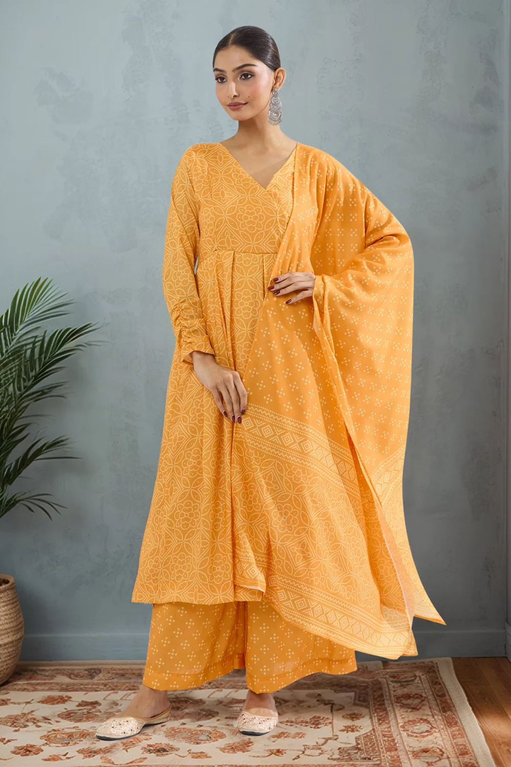 Yellow Maslin Kurta Set with Bright Digital Prints