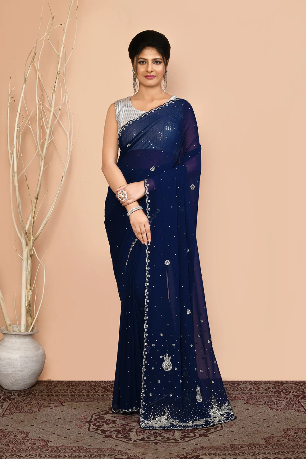 Blue Georgette Designer Saree
