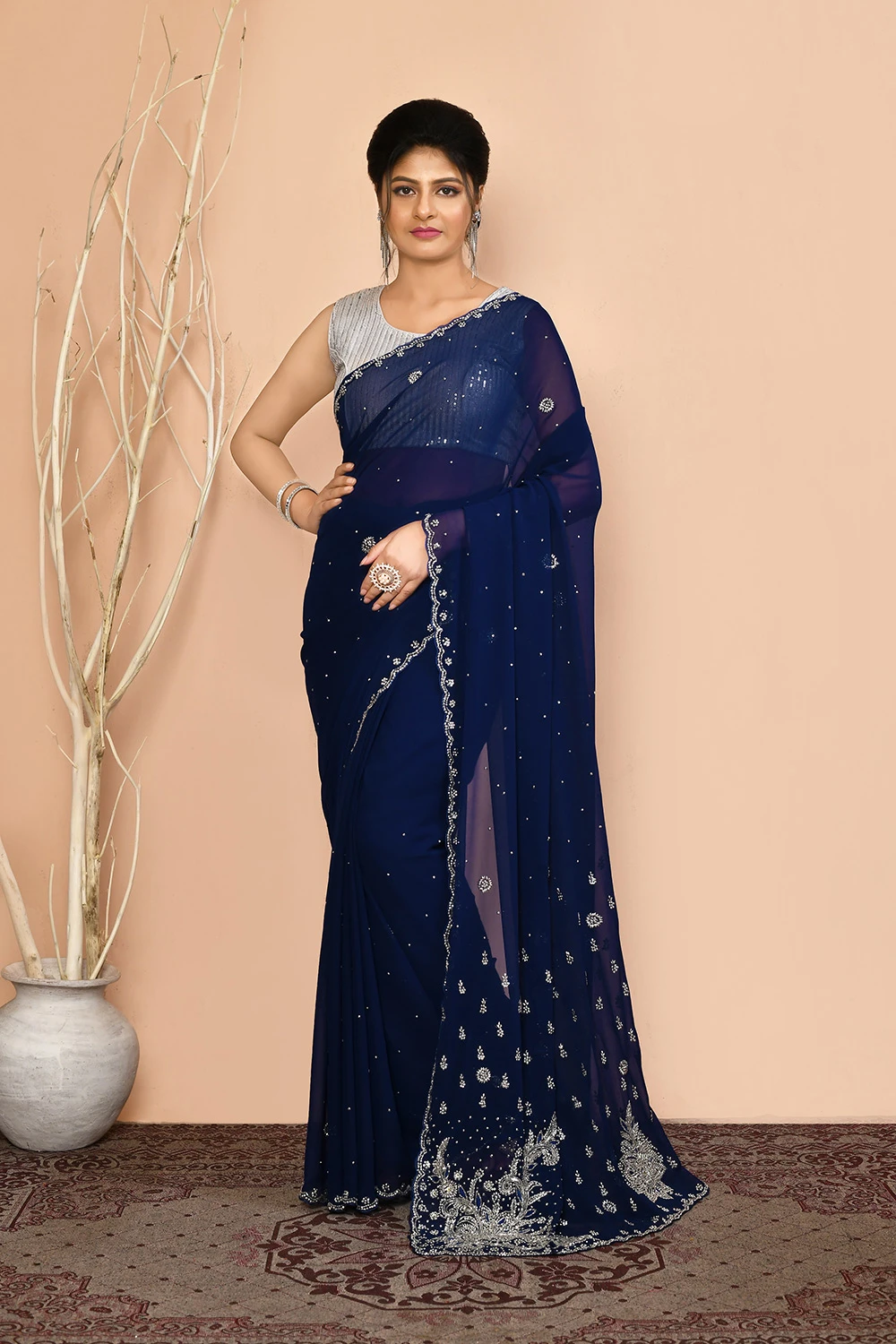 Blue Georgette Party WearSaree