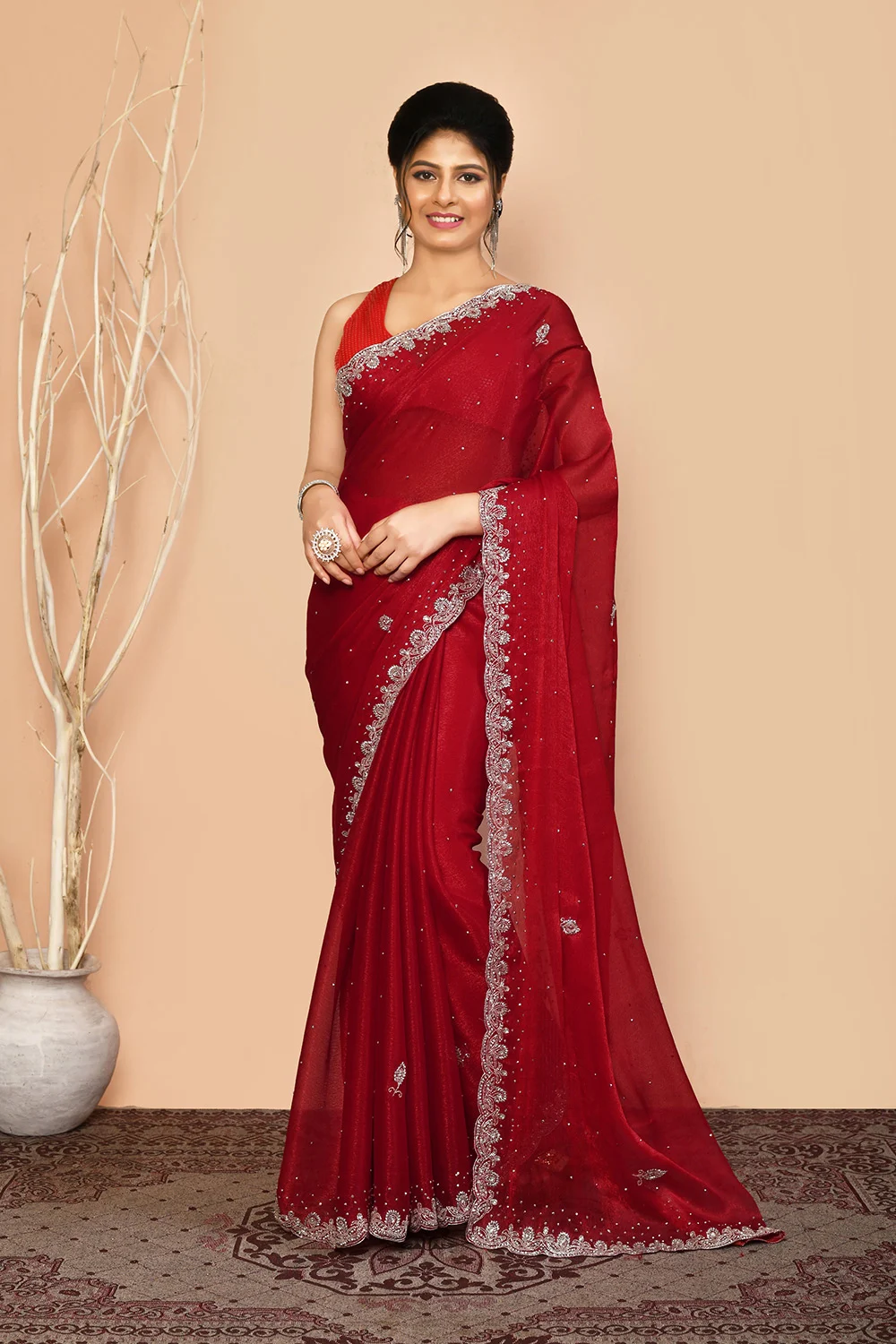 Maroon Georgette Party Wear Saree