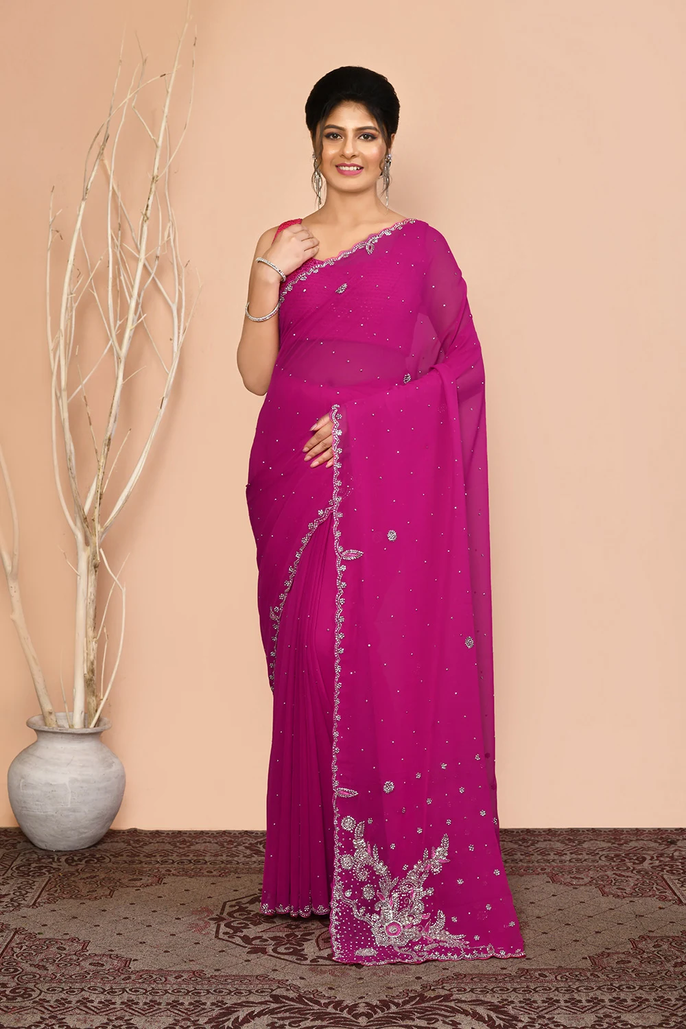 Pink Georgette Designer Saree