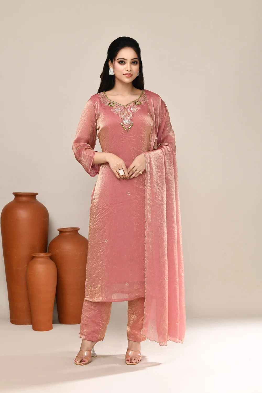 Pink Shimmer Festive Wear Kurta Set