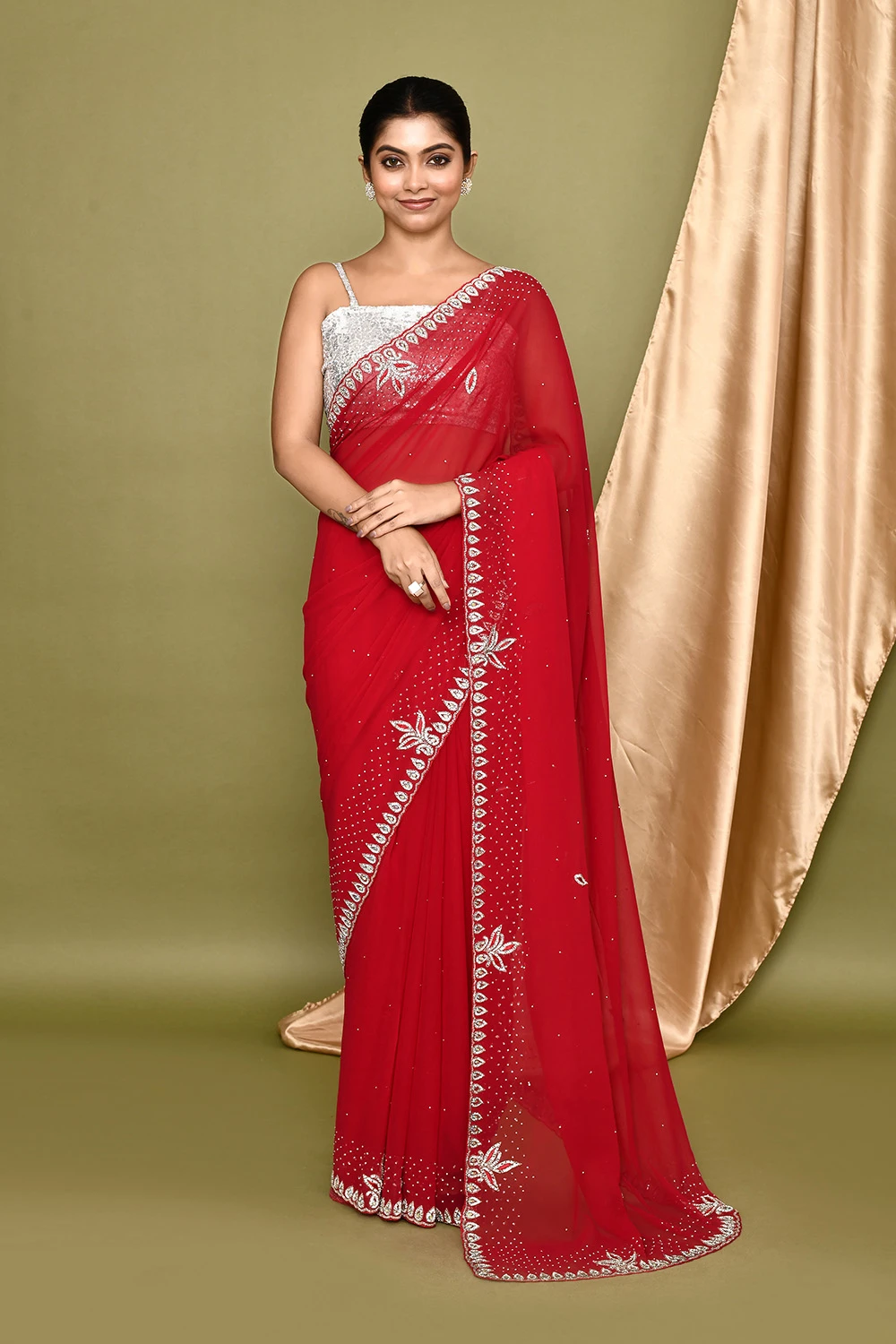 Red Georgette Party Wear Saree