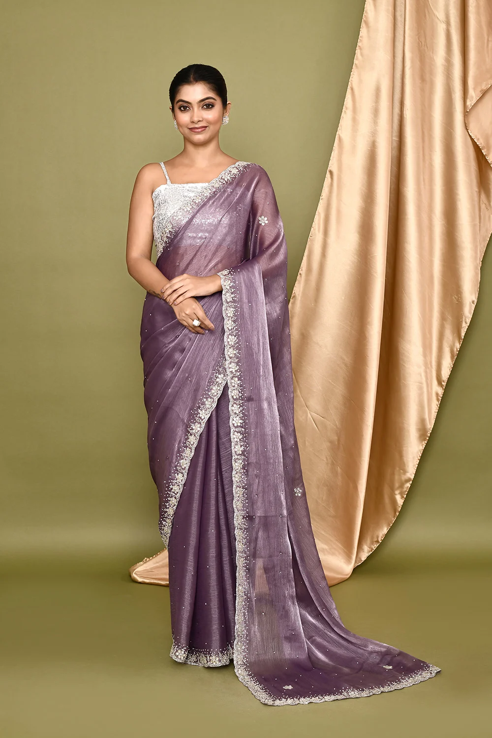 Violet Organza Party Wear Saree