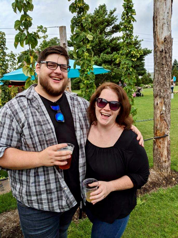 Meg and Ryan enjoying some drinks at Jamesport Vineyards