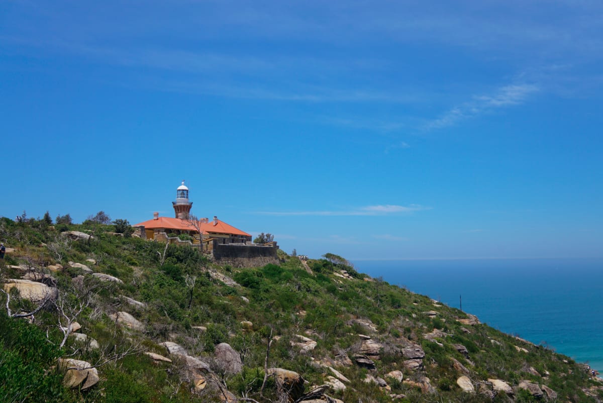 Barrenjoey Lighthouse on blue sky