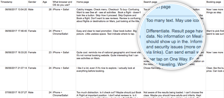 User Testing results