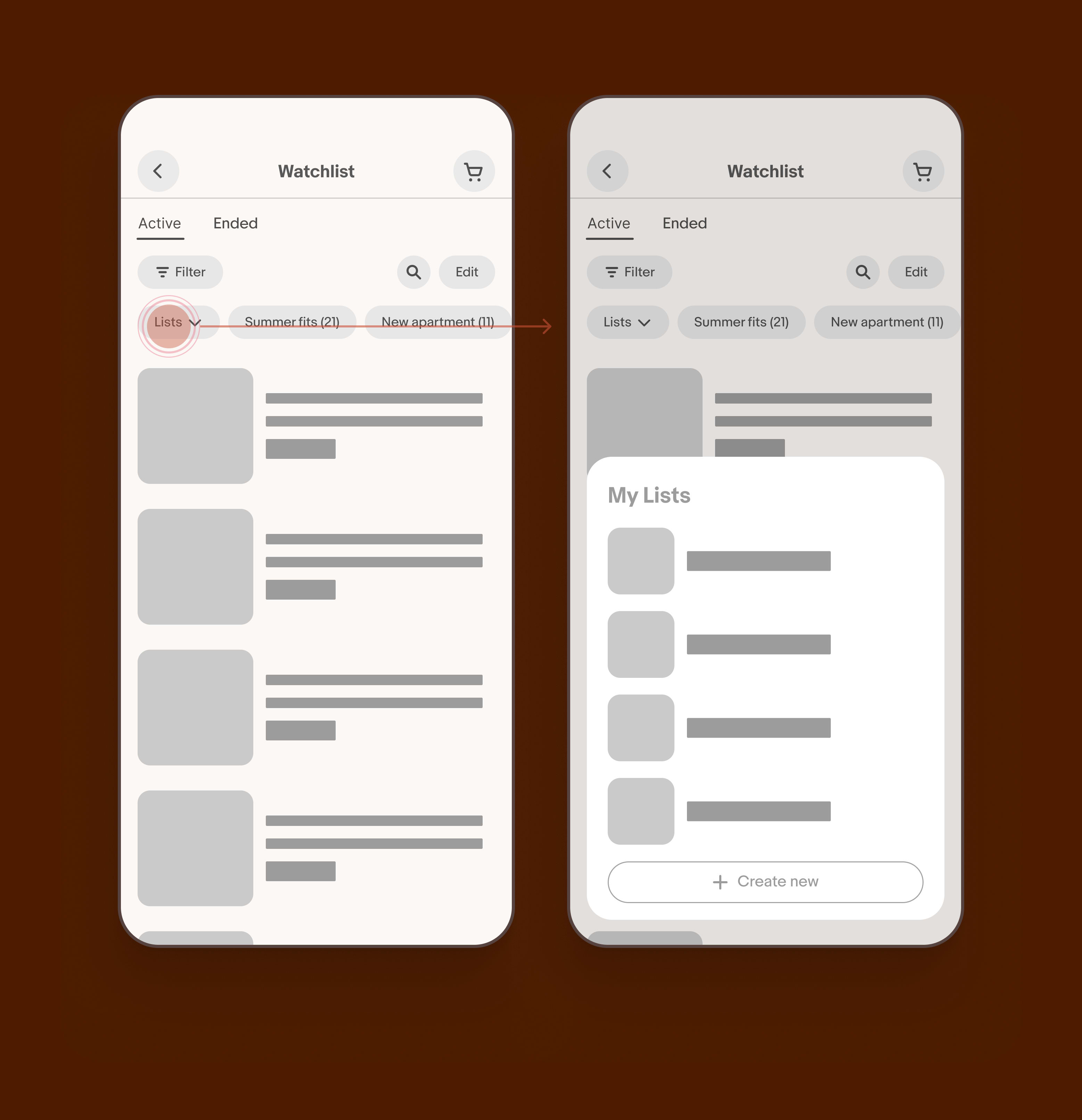 Elevated default list model