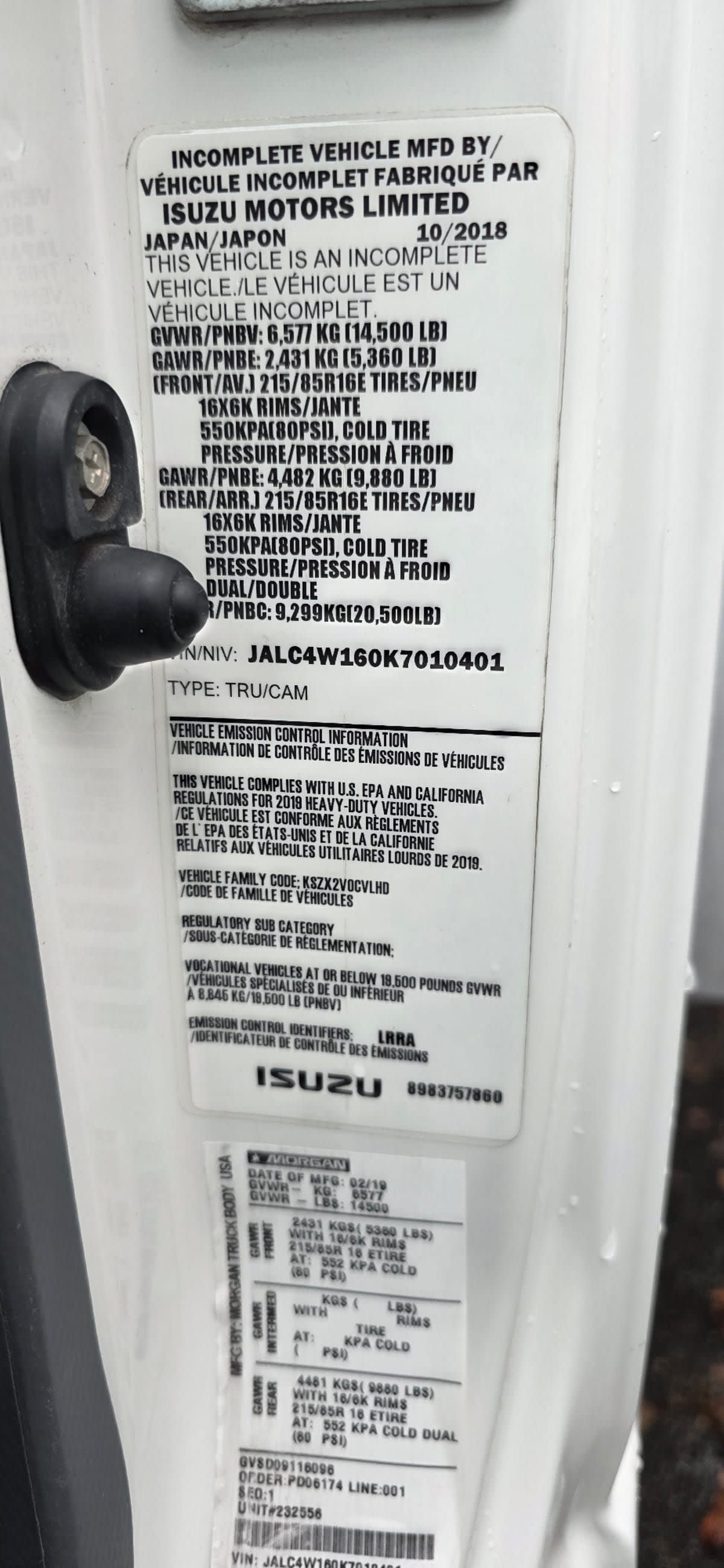 2019 Isuzu NPR HD 232556