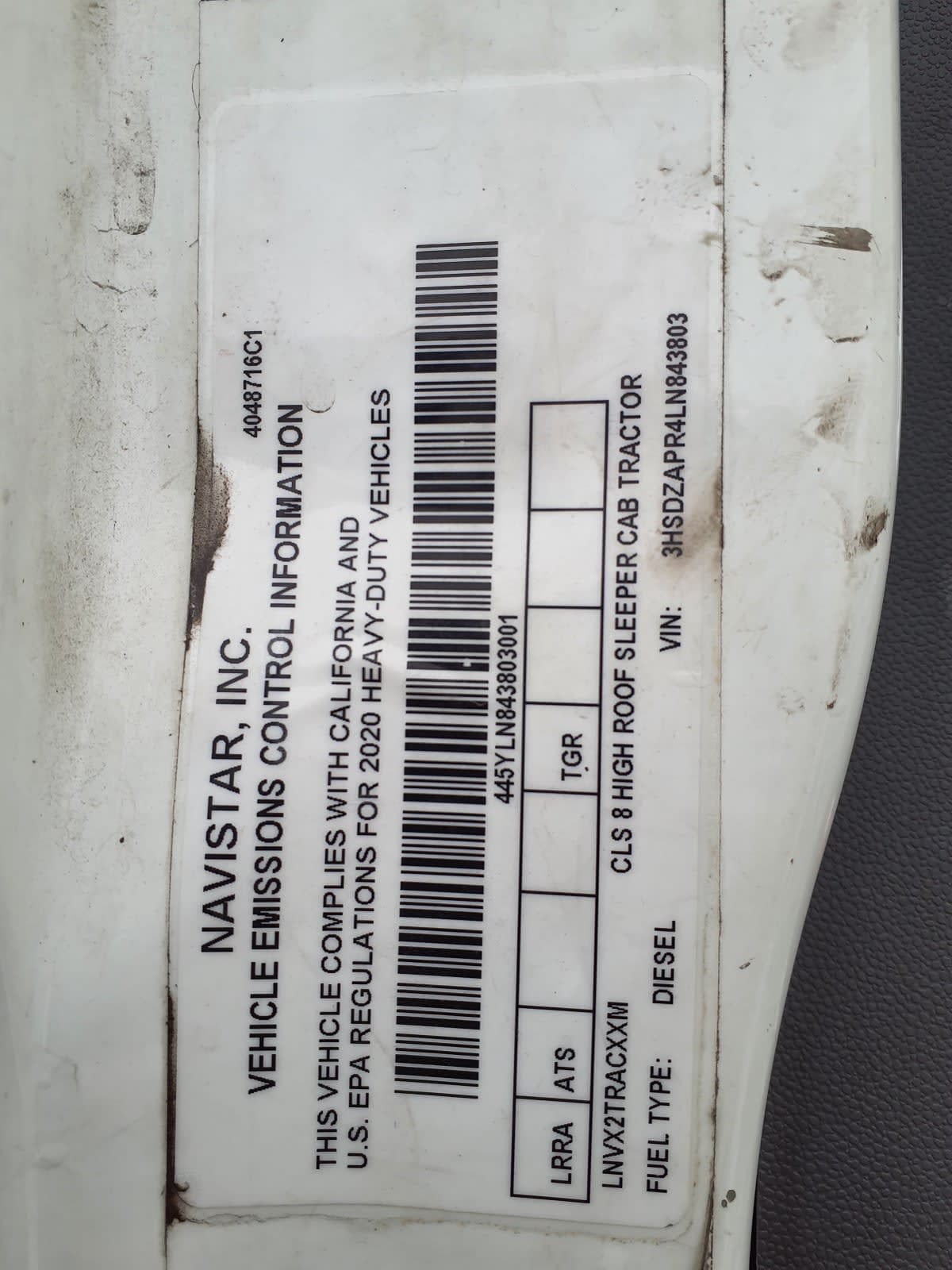 2020 Navistar International LT625 SLPR CAB 234568