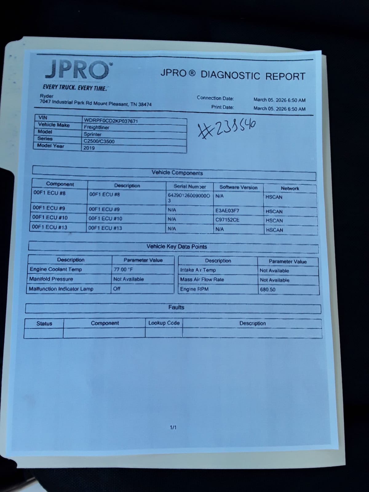 2019 Mercedes-Benz SPRINTER 3500 238540